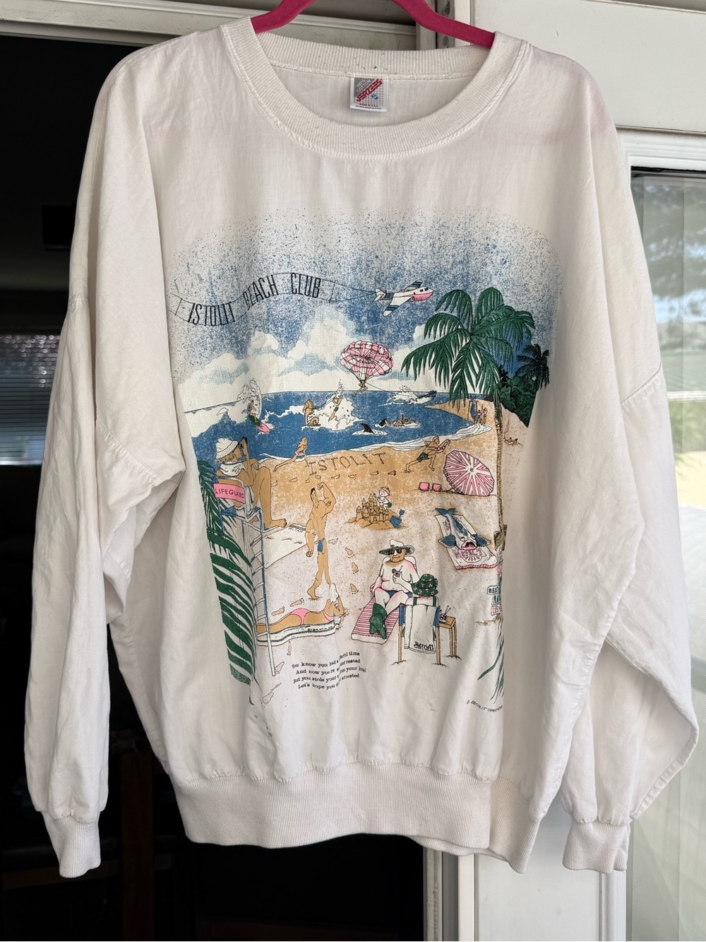 vintage jerzees istolit sportswear 1980s / 1990s graphic pullover tropical beach